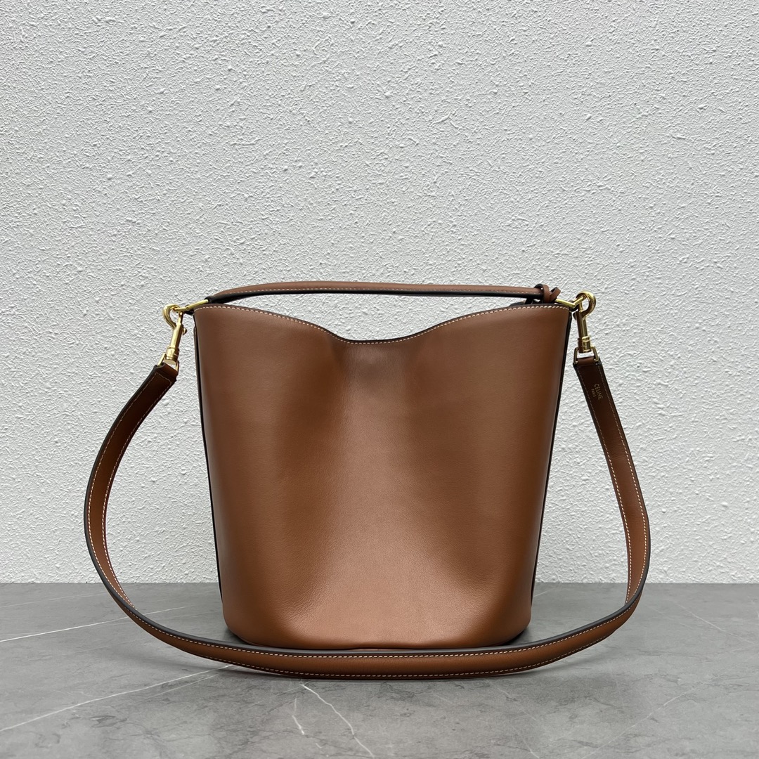 Celine Bucket 16 Smooth Calfskin Handbag Shoulder Bag Tan 195573